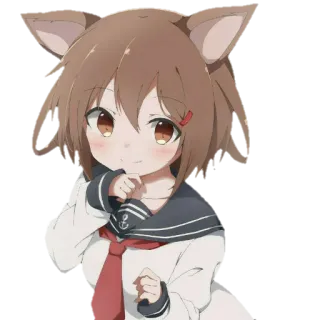😺 Аниме, Девушка, Кошка, Школьная форма telegram sticker