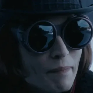 🎩 Willy Wonka Charlie and the Chocolate Factory willy wonka, schokoladenfabrik, johnny depp, film, charakter, hut, brille telegram sticker