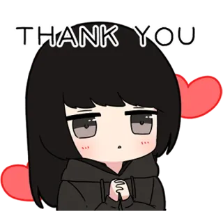 🖤 THANK YOU thank you, grateful, anime, cartoon, hearts telegram sticker