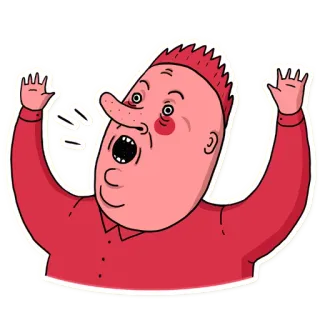 😱 Cartoon, Rot, Person, Gesichtsausdruck, Sticker, Schockiert, Mann telegram sticker