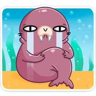😭 morsa, dibujo animado, llorando, animal, triste telegram sticker
