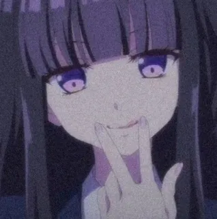 😊 anime, girl, purple, cute, digital art, cartoon, character whatsapp sticker