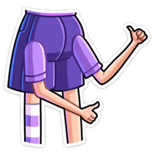 👍 thumbs up, cartoon, purple, legs, arms, sticker, body parts whatsapp sticker