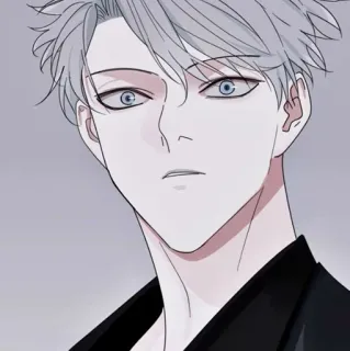 🕸 Anime, Manga, Personnage, Illustration, Cheveux Blancs, Yeux Bleus whatsapp sticker