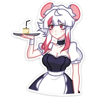🍹 Anime, Carino, Maid, Personaggio, Illustrazione, Topo, Kawaii whatsapp sticker