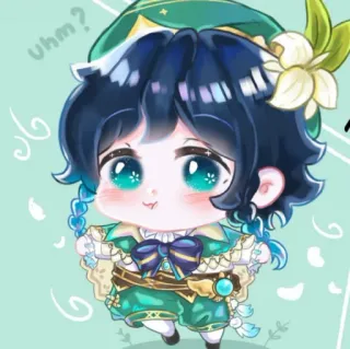 🎐 Venti Genshin Impact uhm? venti, genshin impact, anime, chibi, cute, fan art, video game telegram sticker