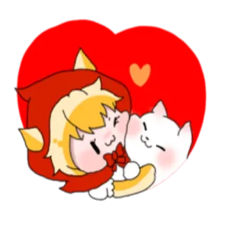 ❤️ mignon, dessin animé, cœur, câlin, amour, chat, animé telegram sticker