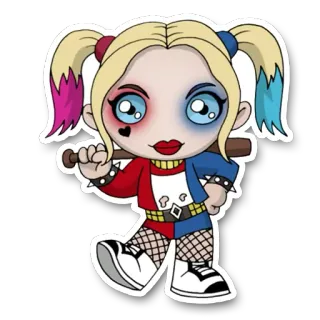 ⚾️ Harley Quinn Harley Quinn, DC Comics, supervillain, baseball bat, cartoon character telegram sticker