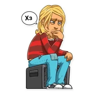 🤔 Хз Kreskówka, Siedzący, Myślący, Niepewny, Blond, Zamyślony whatsapp sticker