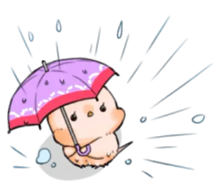 ☔ Dessin animé, Pluie, Mignon, Parapluie, Oiseau, Triste telegram sticker