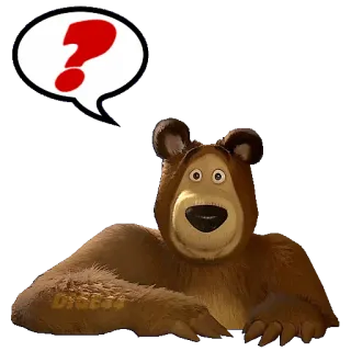 ❓ oso, signo de interrogación, dibujos animados, pensando, confundido telegram sticker