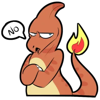 😡 Charmeleon Pokemon NO charmander, pokemon, não, anime, desenho animado, rabugento telegram sticker