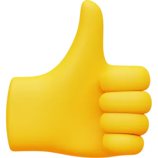 👍 pollice, mano, mi piace, approvare, successo, giallo whatsapp sticker