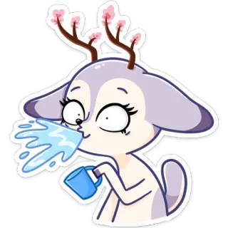 🤮 Hirsch, Trinken, Cartoon, Sticker, Tier, Süß whatsapp sticker