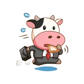 🏃 krowa, zwierzę, kreskówka, biznesmen, biuro telegram sticker