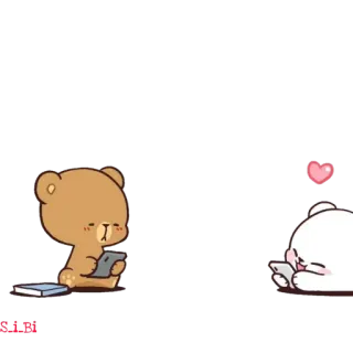 😝 卡通, 熊, 牛奶, 爱, 可爱, 平板, 阅读 telegram sticker