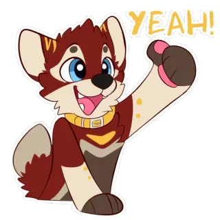 👍 YEAH! perro, animal, peludo, sí, lindo, dibujo animado telegram sticker