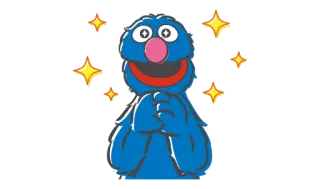 😃 Grover Sesame Street โกรเวอร์, เซซามีสตรีท, มัพเพ็ต, น่ารัก, ดาว telegram sticker