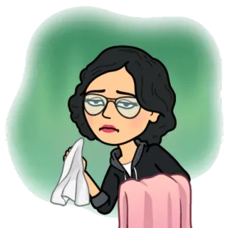 🤢 Dibujo animado, Avatar, Mujer, Gafas, Cansada, Agotada telegram sticker