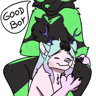 🤗 GOOD BOY furry, anthro, cute, headpats, good boy, fandom, digital art, creature telegram sticker