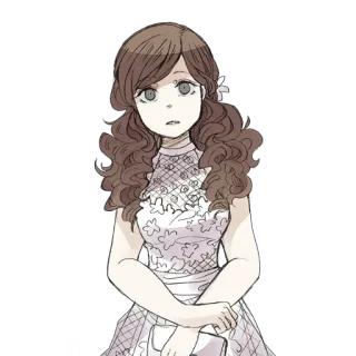 🤨 Fille anime, Robe, Illustration, Cheveux bouclés, Dessin animé telegram sticker