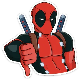 👎 Deadpool เดดพูล, มาร์เวล, การ์ตูน, ไม่ชอบ, ซูเปอร์ฮีโร่, แอนตี้ฮีโร่ telegram sticker