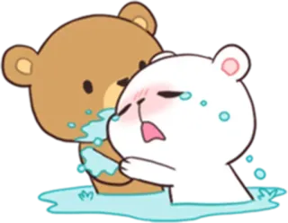 😭 곰, 우유, 모카, 슬픔, 울음, 포옹 telegram sticker