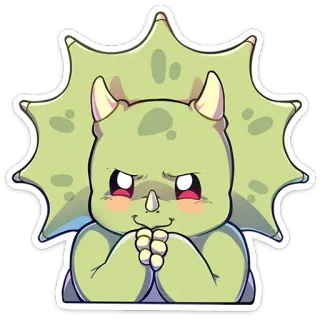 ⭐ dinosaure, tricératops, dessin animé, autocollant, mignon, animal, kawaii telegram sticker
