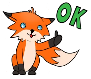 👌 OK renard, animal, mignon, orange, ok, pouce levé, autocollant whatsapp sticker
