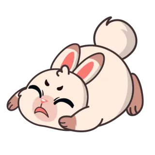 😖 lapin, fâché, dessin animé, animal, autocollant whatsapp sticker