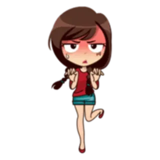 😨 en colère, irrité, dessin animé, fille, agacé whatsapp sticker