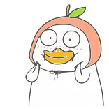 ☺️ pato, melocotón, lindo, dibujos animados, animal whatsapp sticker