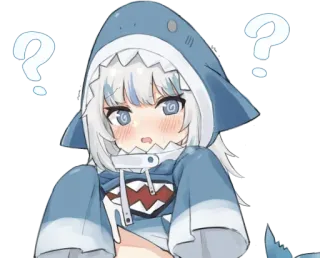 ❓ Gawr Gura Anime, Vtuber, Tiburón, Gawr Gura, Signos de interrogación, Lindo, Confundido whatsapp sticker