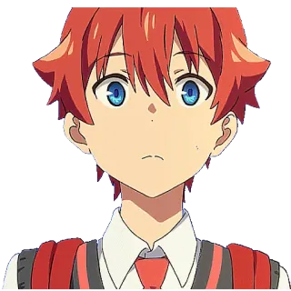 😟 Anime, Cartoon, Junge, Rote Haare, Porträt, Charakter telegram sticker