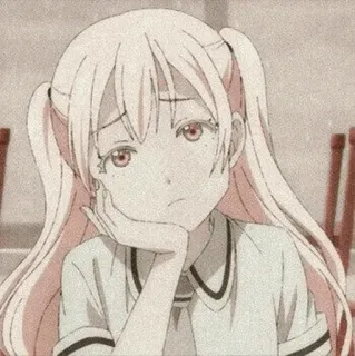 🖤 Anime, Dziewczyna, Słodkie, Manga, Portret, Smutny telegram sticker