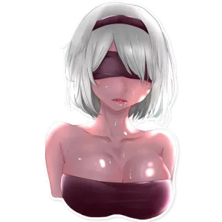 🙈 2B Nier: Automata android, waifu, ผู้หญิง, อนิเมะ, เกม telegram sticker