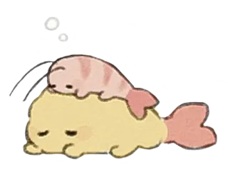 💤 Garnele, Tempura, Essen, süß, kawaii, Meeresfrüchte whatsapp sticker