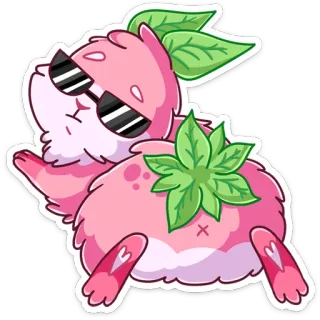 😎 fraise, lapin, mignon, lunettes, autocollant, rose telegram sticker