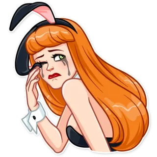 😢 плачет, кролик, девочка, грустно, слезы telegram sticker
