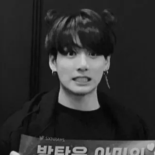 ⛓️ Jungkook 반타은 아미의 kpop, singer, music, idol, cute, black and white, actor, entertainer telegram sticker