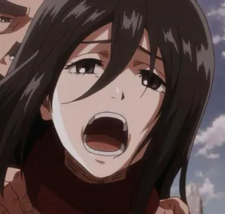 😢 Mikasa Ackerman Attack on Titan animé, l'attaque des titans, mikasa ackerman, triste, pleurs, émotionnel telegram sticker