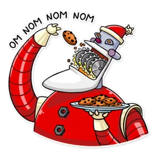 🍪 OM NOM NOM NOM robot, galleta, comiendo, ñam, santa claus, navidad, vacaciones telegram sticker