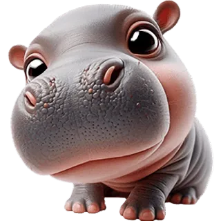 🥹 hippo, baby hippo, cute, animal, cartoon telegram sticker