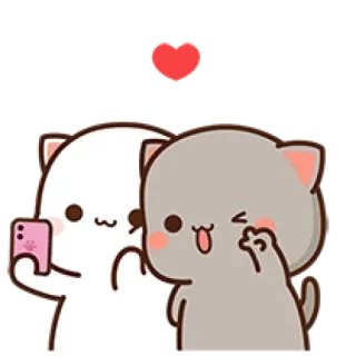 ❤️ kucing, hewan, lucu, cinta, hati, pasangan, kawaii, stiker, kartun telegram sticker