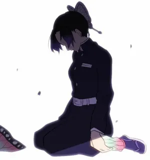 🌟 Shinobu Kocho Demon Slayer 애니메이션, 코쵸 시노부, 귀멸의 칼날, 나비, 슬픈, 캐릭터 telegram sticker