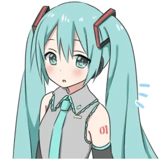 👀 Hatsune Miku 01 Anime, Mangá, Vocaloid, Fofo, Feminino, Personagem whatsapp sticker