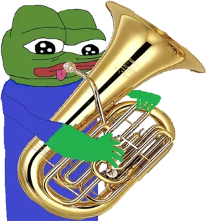 🔈 Pepe Pepe der Frosch, Meme, Tuba, Musik, Instrument telegram sticker