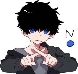 ❌ NO Anime, Con trai, Dấu chéo, Từ chối, Hình minh họa, Không telegram sticker