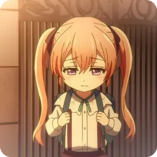 😔 Anime, Dziewczyna, Smutna, Warkoczyki, Uczennica telegram sticker