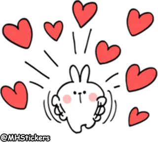 💓 @MHStickers coelho, corações, fofo, desenho animado, adesivo whatsapp sticker